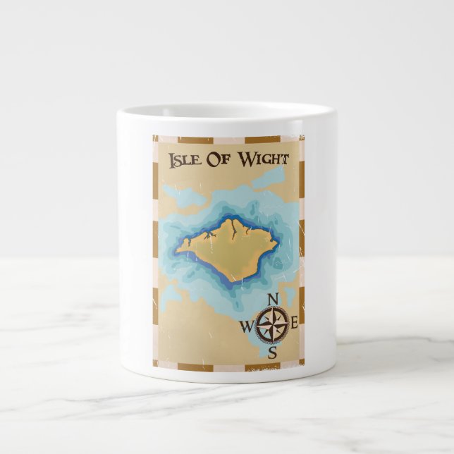 Isle of Wight Skattkarta reseraffisch Jumbo Mugg (Framsidan)