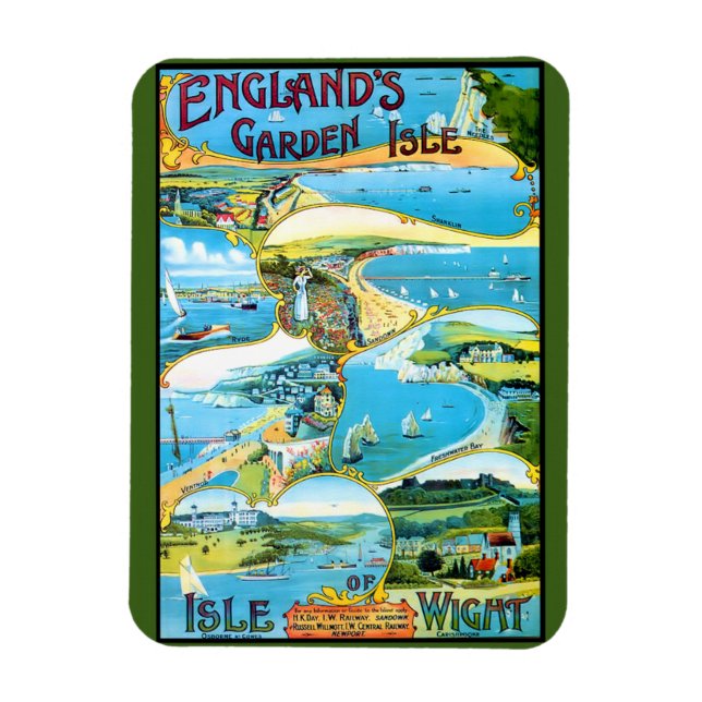 Isle of Wight Travel Poster-vykort Magnet (Vertikal)