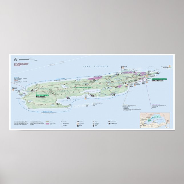 Isle Royale (Michigan) karta poster (Framsidan)