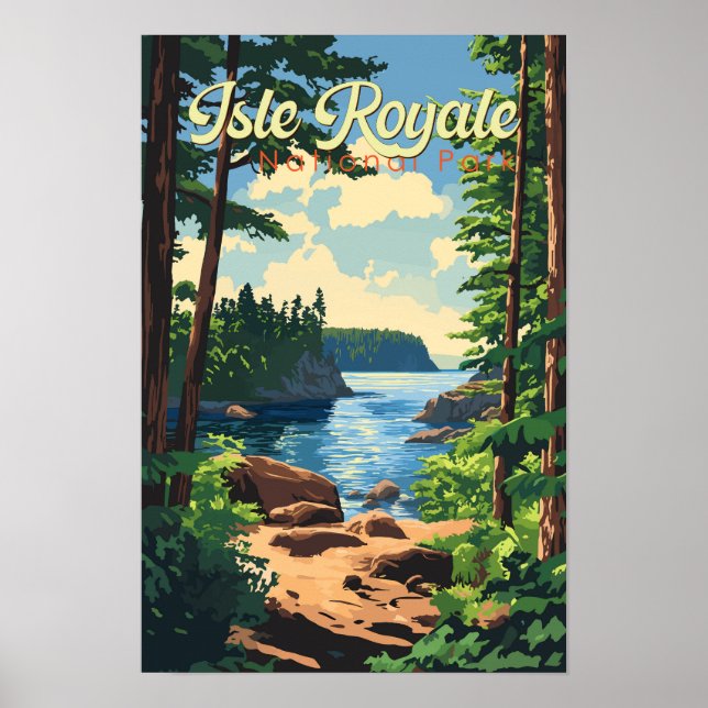 Isle Royale National Park Illustration Resa Konst Poster (Framsidan)