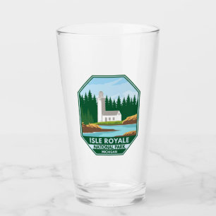 Isle Royale National Park Lighthouse Retro Emblem Glaskopp