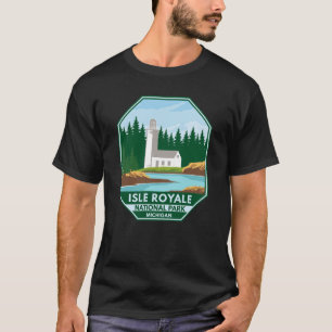 Isle Royale National Park Lighthouse Retro Emblem T Shirt