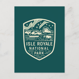 Isle Royale National Park Magiska Nattemblem Helg Vykort