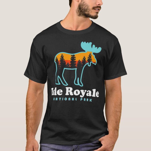 Isle Royale National Park Trail Moose Hiking Trail T Shirt (Framsida)