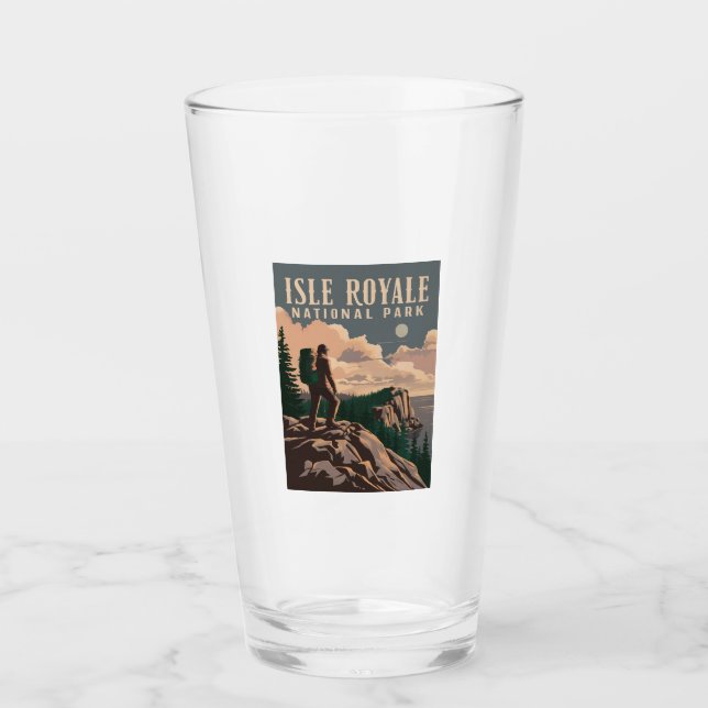 Isle Royale nationalpark Backpacknings Travel Art Glaskopp (Framsida)