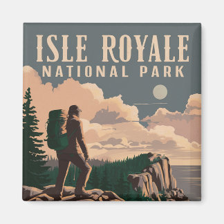 Isle Royale nationalpark Backpacknings Travel Art Magnet
