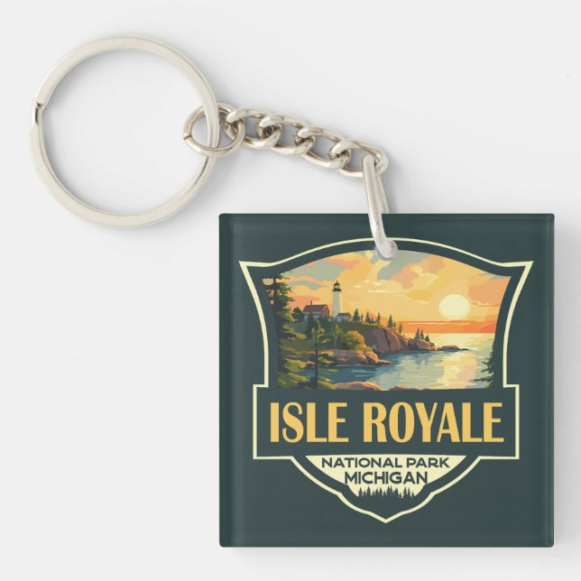 Isle Royale nationalpark Illustration Retro Badge (Framsidan)