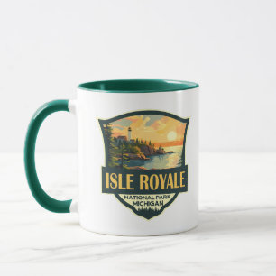 Isle Royale nationalpark Illustration Retro Badge Mugg