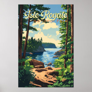 Isle Royale nationalpark Illustration Travel Art Poster