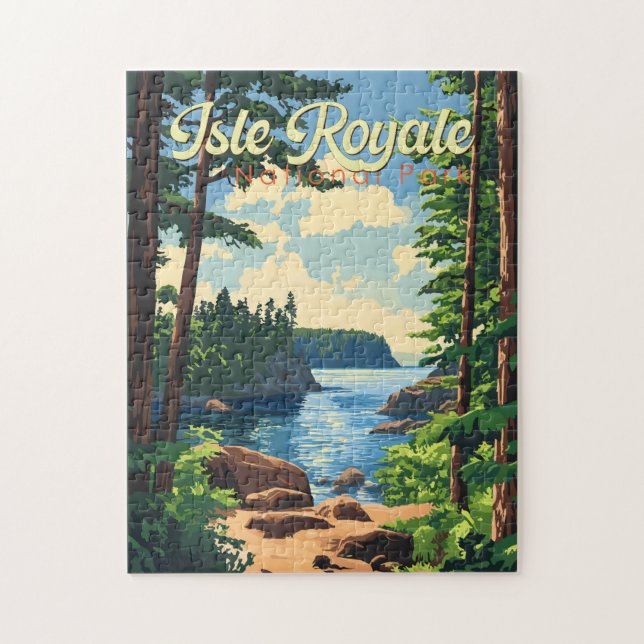 Isle Royale nationalpark Illustration Travel Art Pussel (Vertikal)