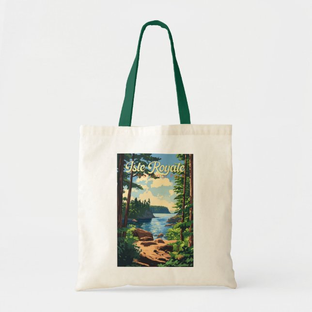Isle Royale nationalpark Illustration Travel Art Tygkasse (Framsidan)