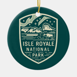 Isle Royale nationalpark Magic Night Emblem Julgransprydnad Keramik