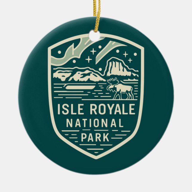 Isle Royale nationalpark Magic Night Emblem Julgransprydnad Keramik (Framsidan)