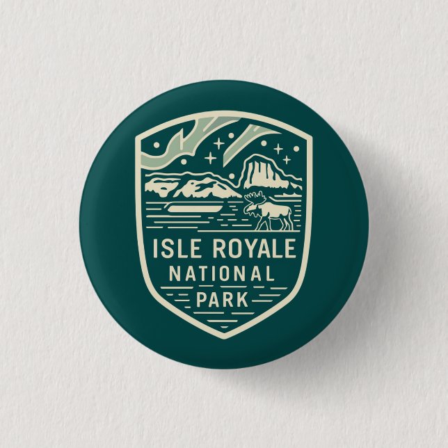 Isle Royale nationalpark Magic Night Emblem Knapp (Framsida)
