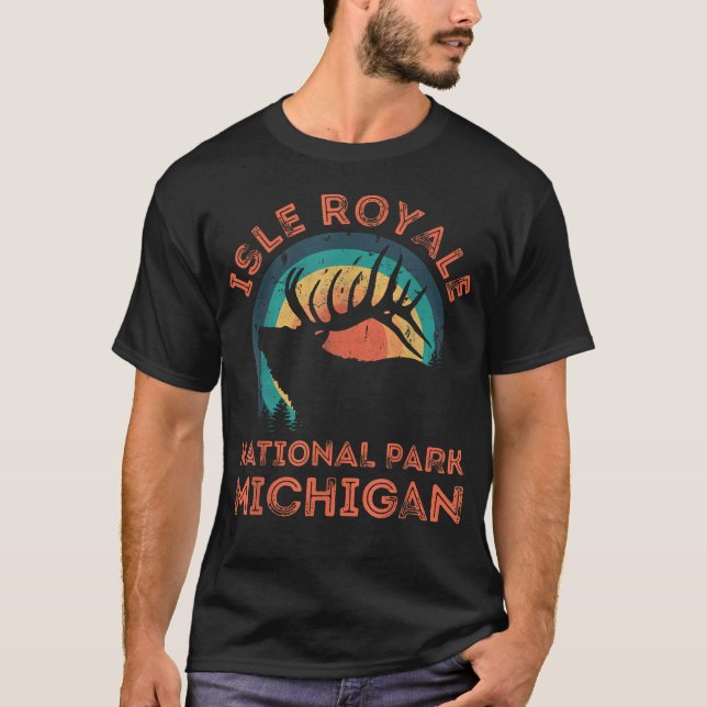 Isle Royale Nationalpark Michigan Älg Natur T Shirt (Framsida)