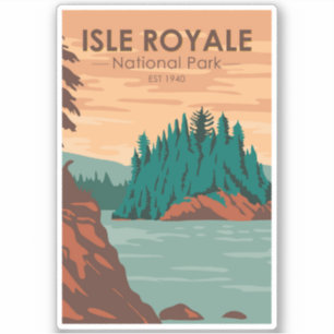 Isle Royale nationalpark Michigan Retro Klistermärken
