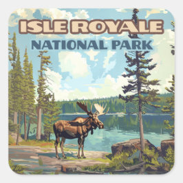 Isle Royale nationalpark Michigan Sjö Fyrkantigt Klistermärke
