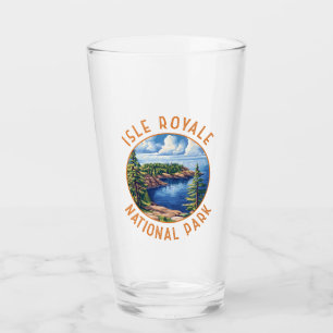 Isle Royale nationalpark Retro Distress Circle Glaskopp