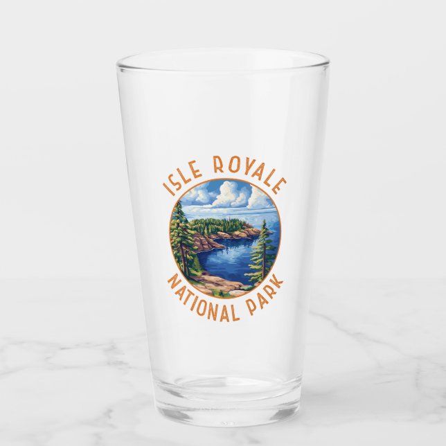 Isle Royale nationalpark Retro Distress Circle Glaskopp (Framsida)