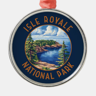 Isle Royale nationalpark Retro Distress Circle Julgransprydnad Metall