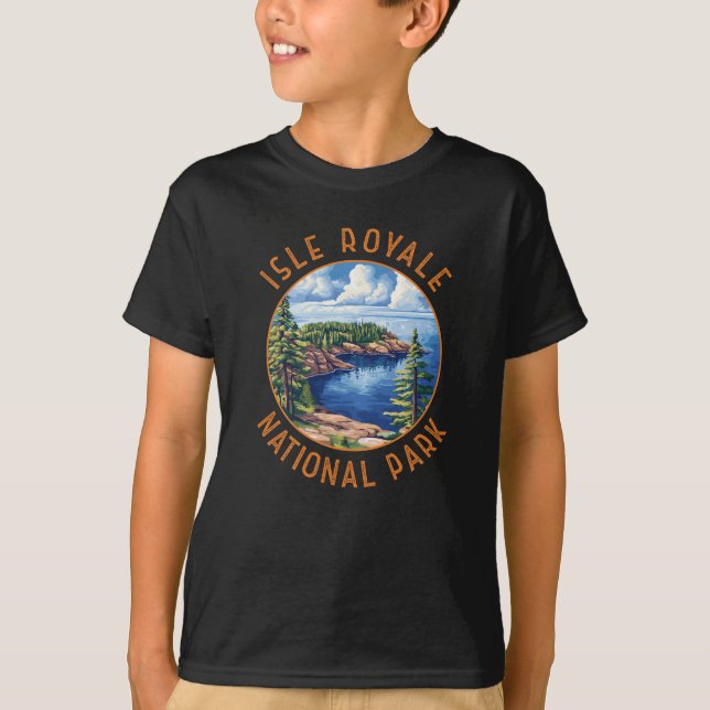 Isle Royale nationalpark Retro Distress Circle T Shirt (Framsida)