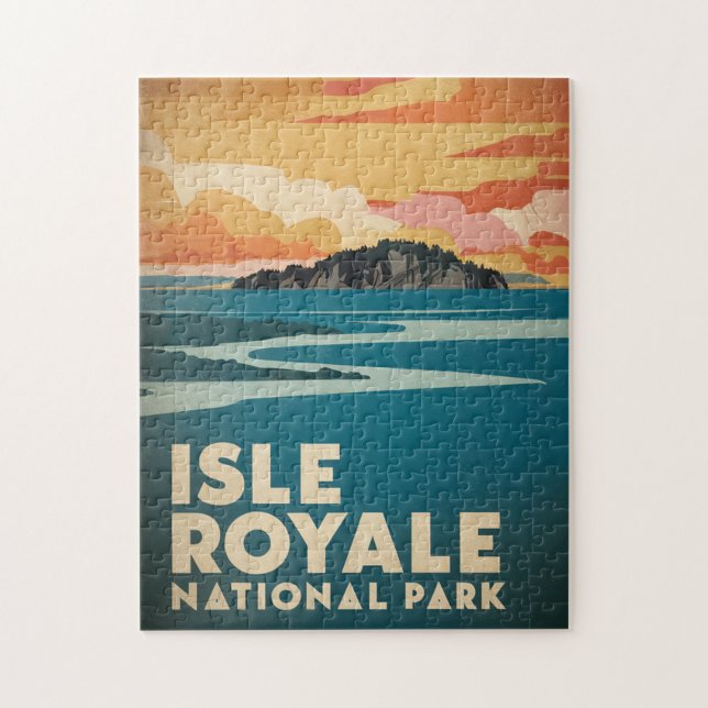 Isle Royale nationalpark Retro Poster Pussel (Vertikal)
