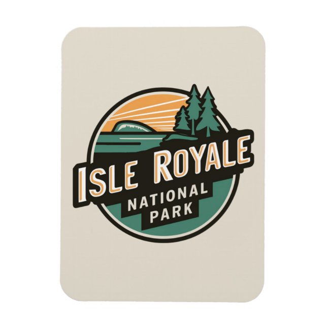 Isle Royale nationalpark Retro Travel Emblem Magnet (Vertikal)