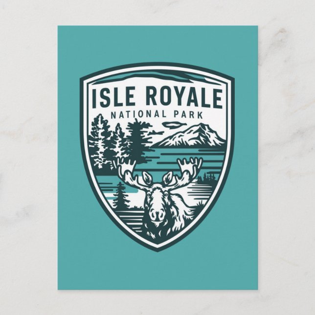 Isle Royale nationalpark Wildlife Emblem Helg Vykort (Framsida)