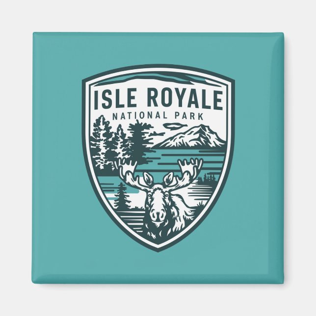 Isle Royale nationalpark Wildlife Emblem Magnet (Framsidan)