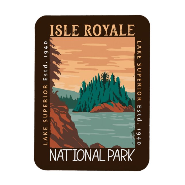 Isle Royale nationalparken Sjö Superior Distress Magnet (Vertikal)