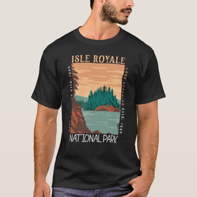 Isle Royale nationalparken Sjö Superior Distress T Shirt (Framsida)