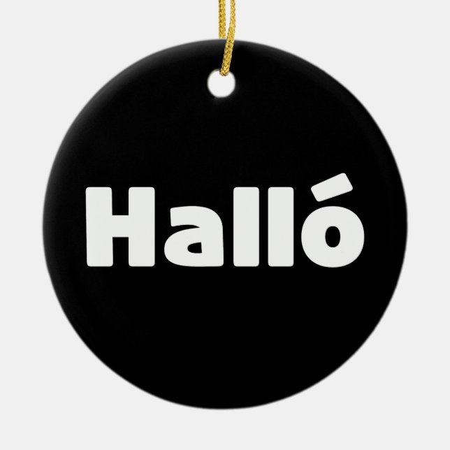 Íslenska-Hejen på isländska Halló Julgransprydnad Keramik (Framsidan)