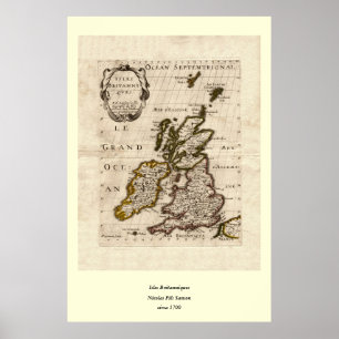 Isles Britanniques - 1700 Nicolas Fils Sanson Kart Poster