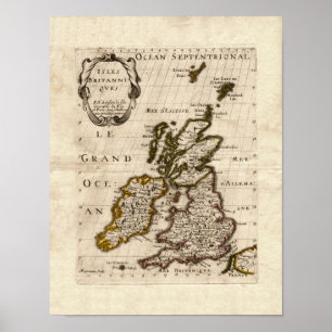 Isles Britanniques - 1700 Nicolas Fils Sanson Kart Poster