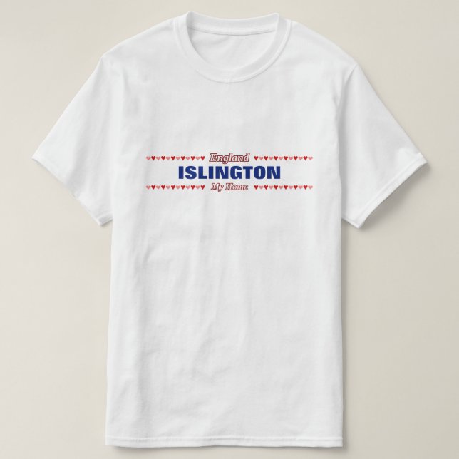 ISLINGTON - Mitt hem - England; Röda & rosa T-shirt (Design framsida)