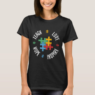Ism Awareness Teach Kärlek Hope Inspire Speciell E T Shirt