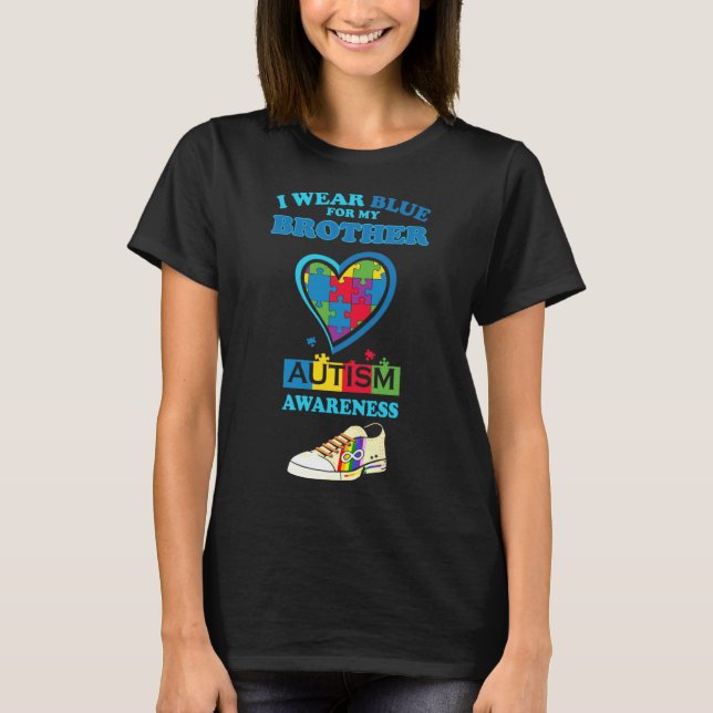 Ism I Bära Blue för min bror 4 T Shirt (Framsida)