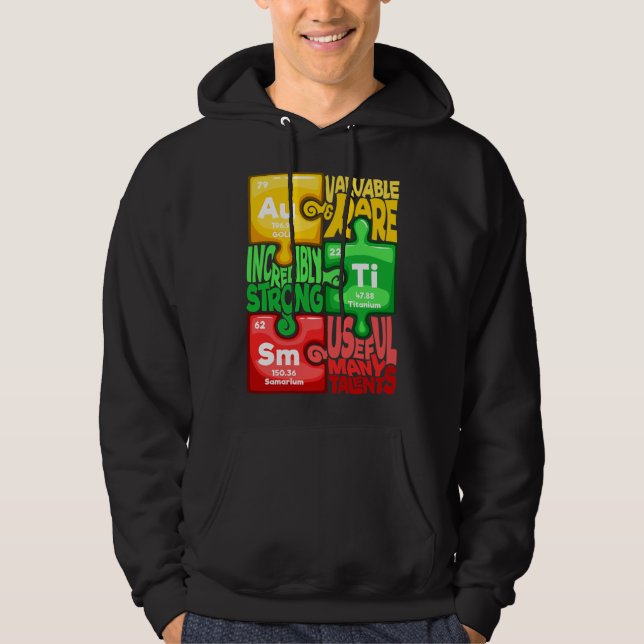 Ism Puzzle Chemistry Time Bord Inslag Autism Aw Hoodie (Framsida)