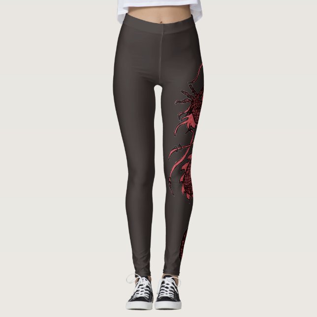 Isobels drakedamasker leggings (Framsida)