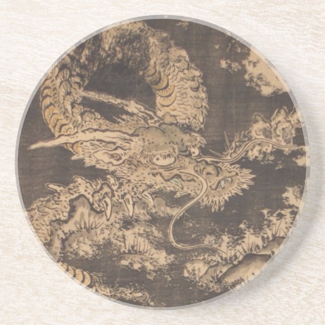 Isoda Koryusai Dragon Underlägg Sandsten (Framsidan)