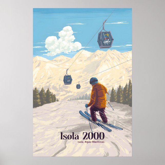 Isola 2000 Alpes-Maritimes Frankrike Skidort Poster (Framsidan)