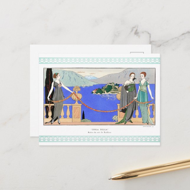 Isola Bella av George Barbier Vykort (Fram/Back In Situ)