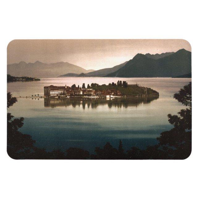 Isola Bella från Moonlight, Sjö Maggiore, Italien Magnet (Horisontell)