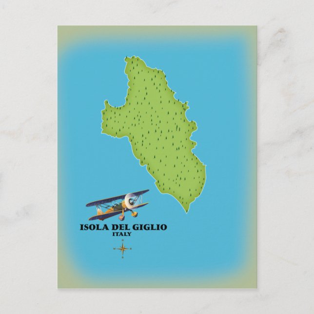 Isola del Giglio Italien karta Vykort (Framsida)
