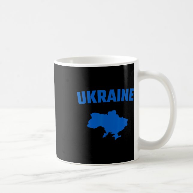 Isolated Blue Silhouette Of A Map Of Ukraine  Kaffemugg (Höger)