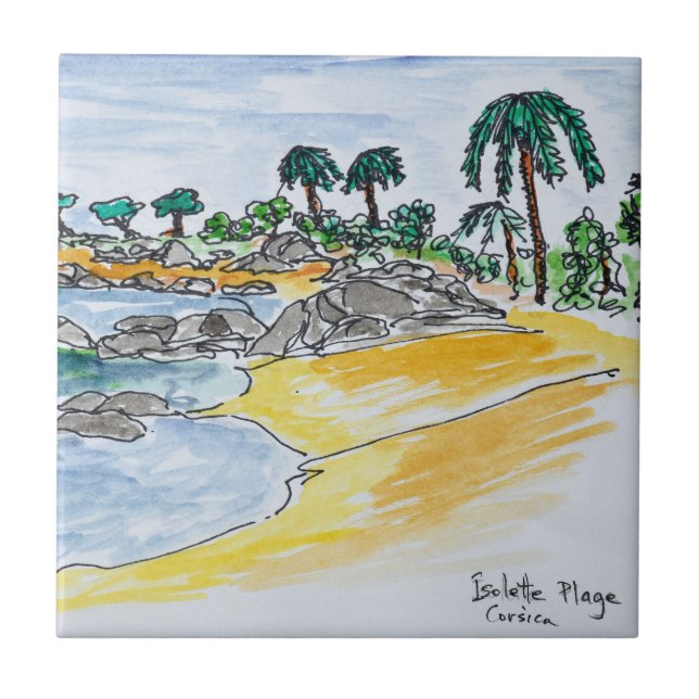 Isolella Beach, Ajaccio| Korsika, Frankrike Kakelplatta (Framsidan)