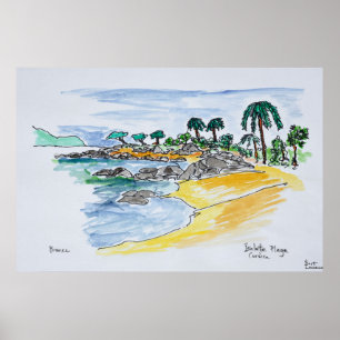 Isolella Beach, Ajaccio Korsika, Frankrike Poster