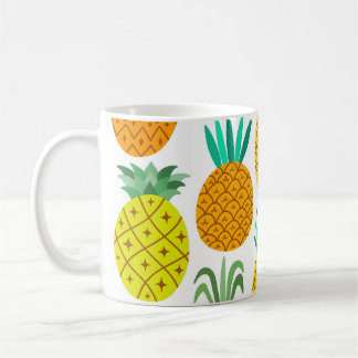 Isolerad ananas: Vintage Sömlöst Mönster. Kaffemugg