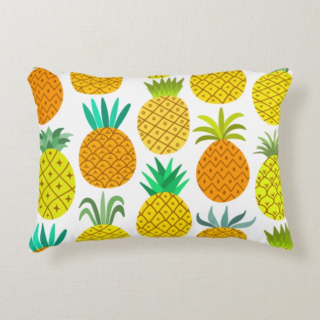 Isolerad ananas: Vintage Sömlöst Mönster. Prydnadskudde (Framsidan)