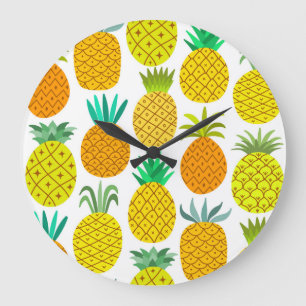 Isolerad ananas: Vintage Sömlöst Mönster. Stor Klocka